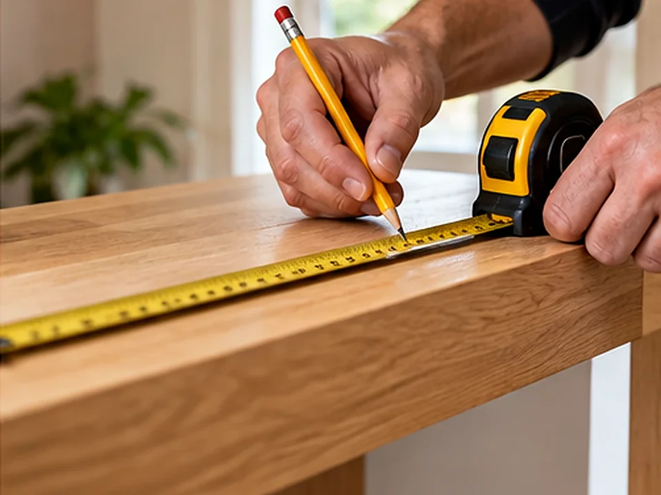 Carpentry work measuring solid timber